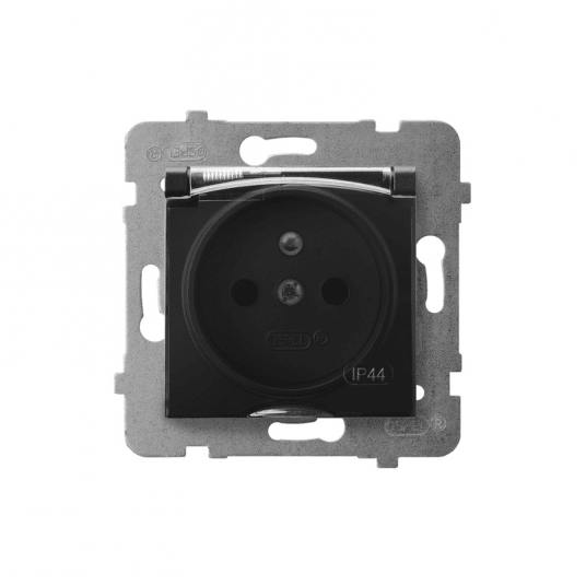 Aria Gniazdo bryzgoszczelne z/u IP44 czarny metali -zdjęcie numer 1