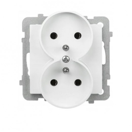 AS Gniazdo podwójne z/u białe OSPEL -zdjęcie numer 1