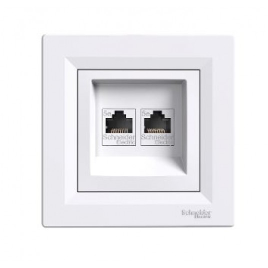 ASFORA Gniazdo komputerowe podw.2xRJ45 kat.5e biał -zdjęcie numer 1