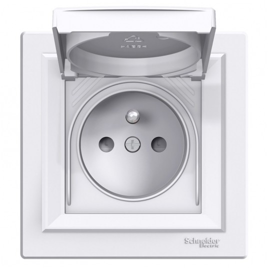 ASFORA Gniazdo sieciowe poj. 2P+Z BIAŁE IP44 -zdjęcie numer 1