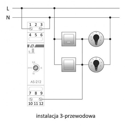 Automat schodowy AS-212 16A 230V AC 0,5-10min. -zdjęcie numer 2