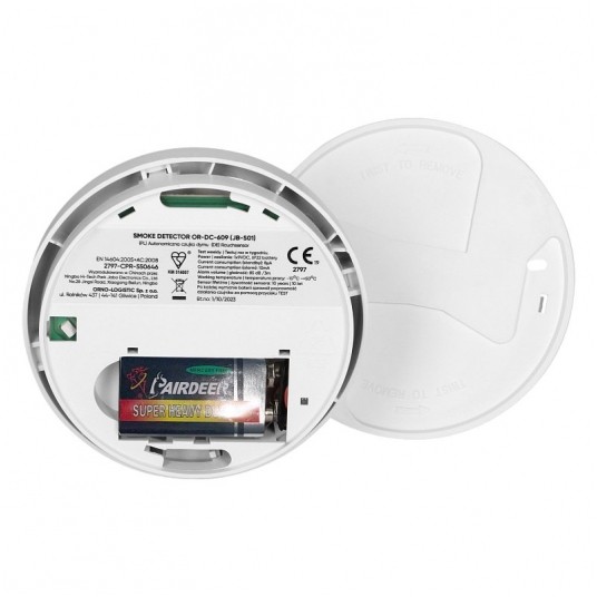 Czujnik dymu 9V DC bateryjny ORNO -zdjęcie numer 2