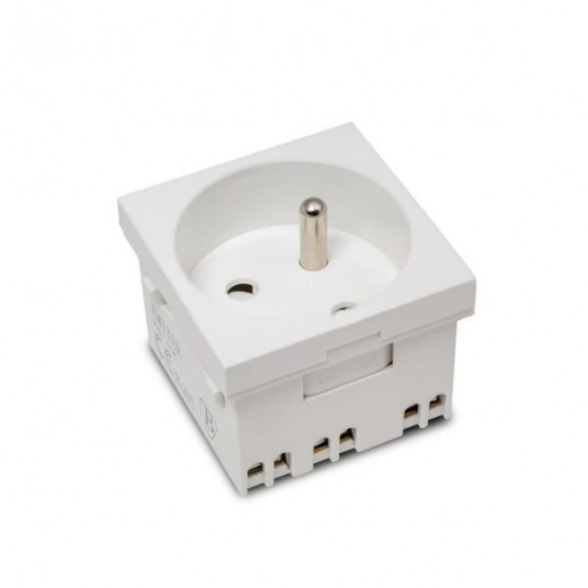 Gniazdo modułowe 230V z uziemieniem 1-krotne 45x45 -zdjęcie numer 1