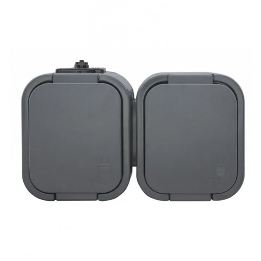 Gniazdo podwójne SCHUKO 2P+Z natynkowe szare -zdjęcie numer 1