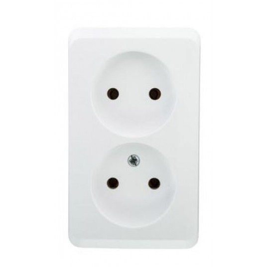 Gniazdo sieciowe PRIMA 2x2P BIAŁE 16A IP20 -zdjęcie numer 1
