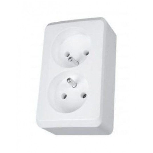 Gniazdo sieciowe PRIMA 2x2P+Z BIAŁE 16A IP20 -zdjęcie numer 1