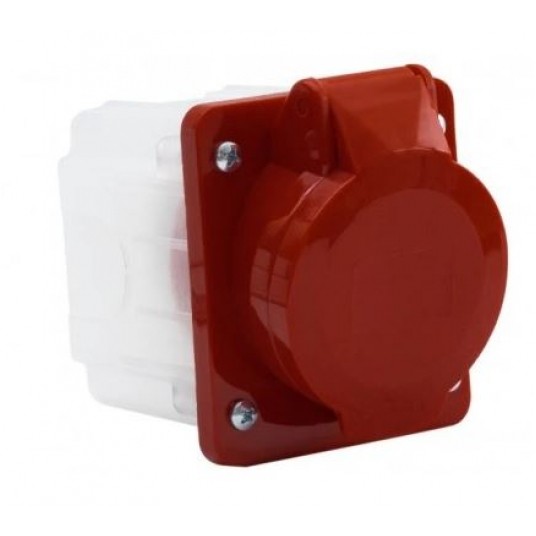 Gniazdo siłowe 16A 5P tablicowe skośne z puszką -zdjęcie numer 1