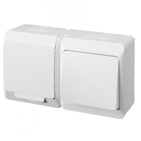 HERMES Łącznik schodowy+ gniazdo z/u GNT biały -zdjęcie numer 1