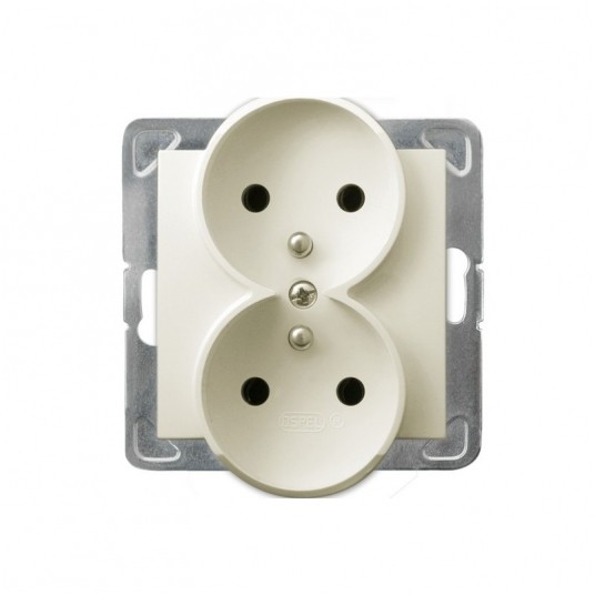 IMPRESJA Gniazdo podwójne b/u ecru -zdjęcie numer 1