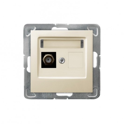 IMPRESJA Gniazdo RTV poj.typu F ecru -zdjęcie numer 1