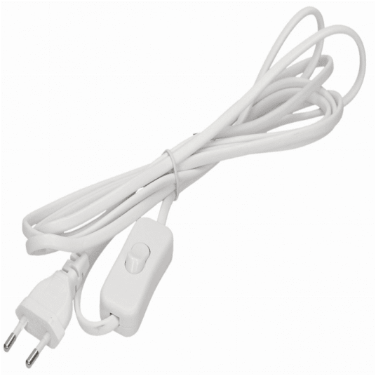 Kabel zasilający z wyłącznikiem, wtyczką 3mb biały -zdjęcie numer 1
