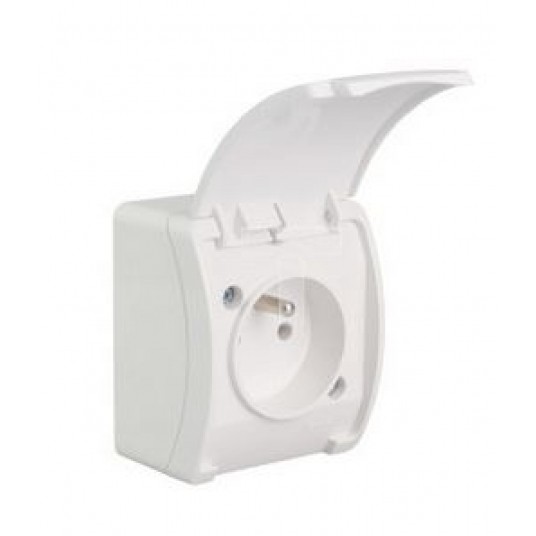 KOALA Gniazdo poj.2P+Z IP44 białe z klapką n/t -zdjęcie numer 1