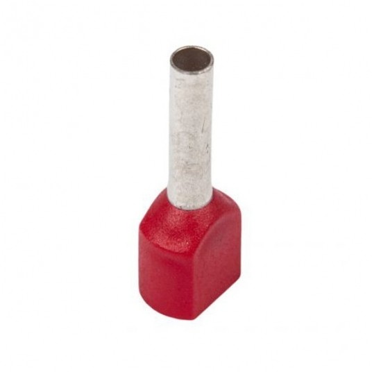 Końcówka tulejkowa izolowana HI 2x1/8 DIN czerw. -zdjęcie numer 1
