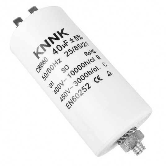 Kondensator rozruchowy 40uF 450V konektory śruba -zdjęcie numer 1
