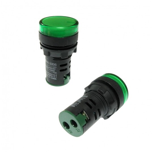 Kontrolka LED 220V zielona 22mm AD16 -zdjęcie numer 1