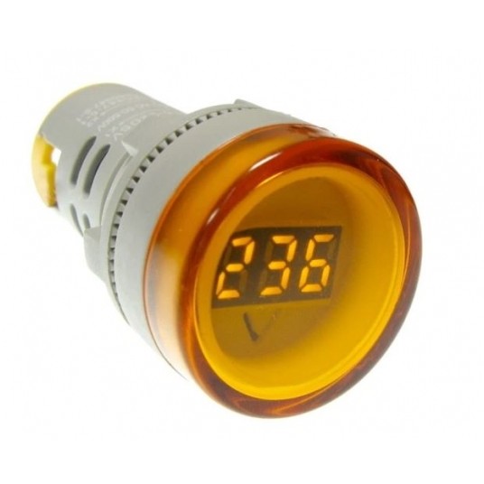 Kontrolka LED 220V żółta 22mm z miernikiem ->00027 -zdjęcie numer 1