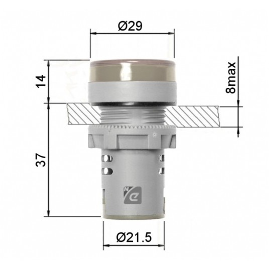 Kontrolka LED Volt+Amper czerw.22mm 0.6-100A 500V -zdjęcie numer 2