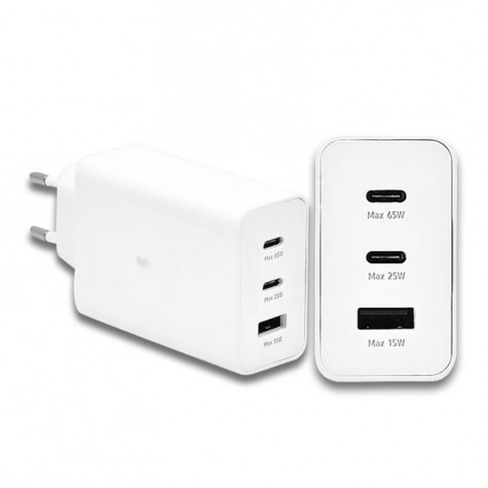 Ładowarka sieciowa DENMEN 2xUSB-C 1xUSB 65W -zdjęcie numer 1