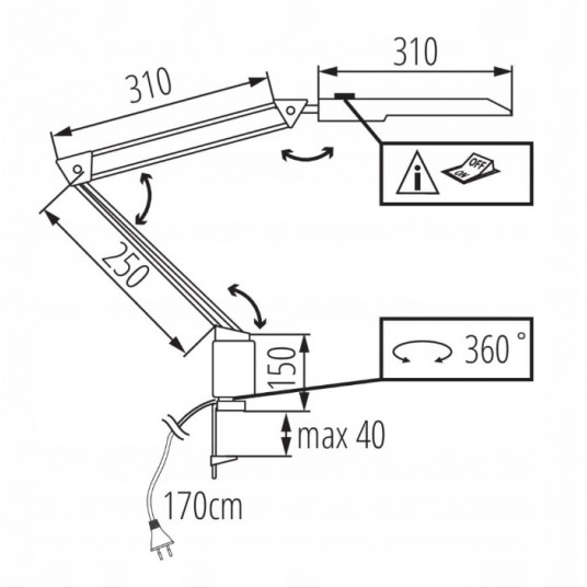 Lampka biurkowa LED HERON II biała Kanlux -zdjęcie numer 2