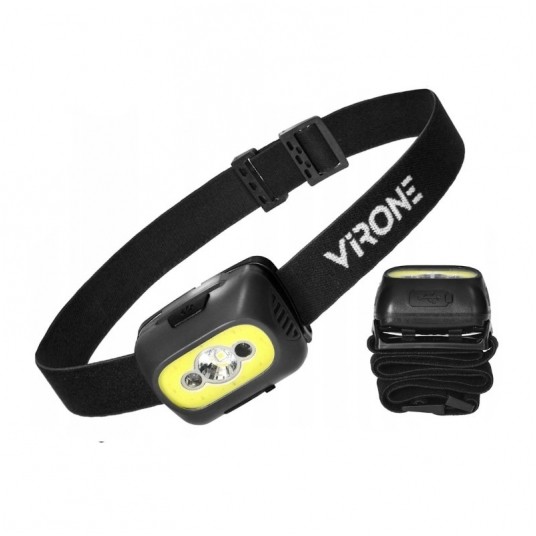 Latarka czołowa COB LED czujnik ruchu, akum. czarn -zdjęcie numer 1