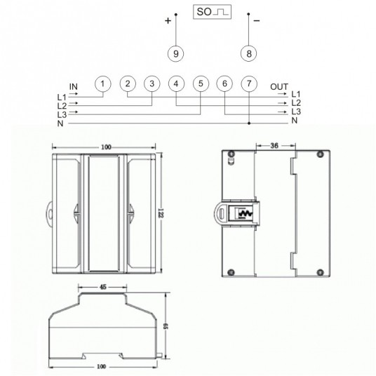 Licznik energii elektrycznej LE-03D 3F 100A -zdjęcie numer 4