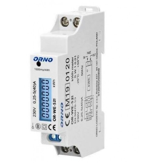 Licznik energii WE-521 1F 40A MID na szyn -zdjęcie numer 1