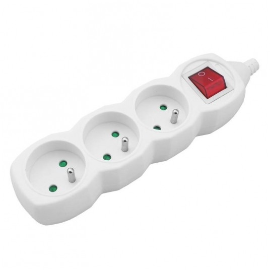 Listwa 3 gn. z uziem. i wyłącznikiem biała -zdjęcie numer 1