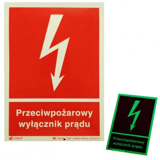 Naklejka fotoluminesc. Przeciwpoż. wyłącznik prądu -zdjęcie numer 1