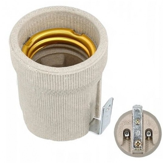 Oprawka porcelanowa E27 typ 426, 4A, 250V z uchwyt -zdjęcie numer 1