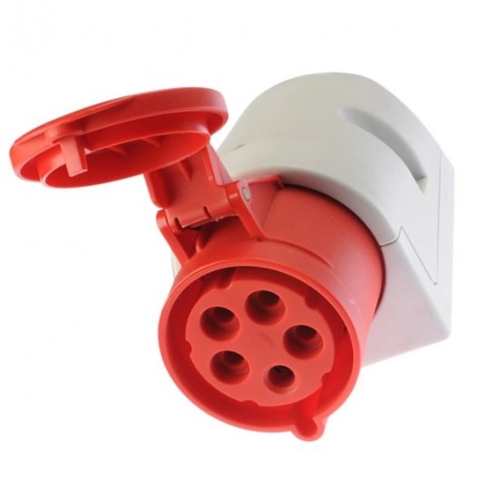 PCE Gniazdo siłowe stałe 32A 5P 400V IP44 czerwone -zdjęcie numer 1