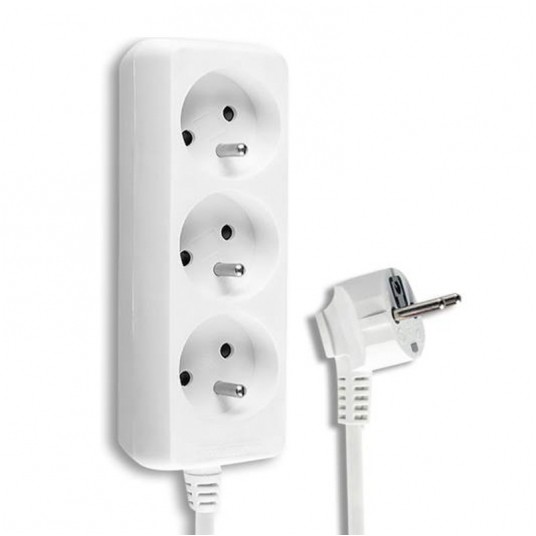 Przedłużacz 3 gniazda z uziemieniem 1,5m biały -zdjęcie numer 1