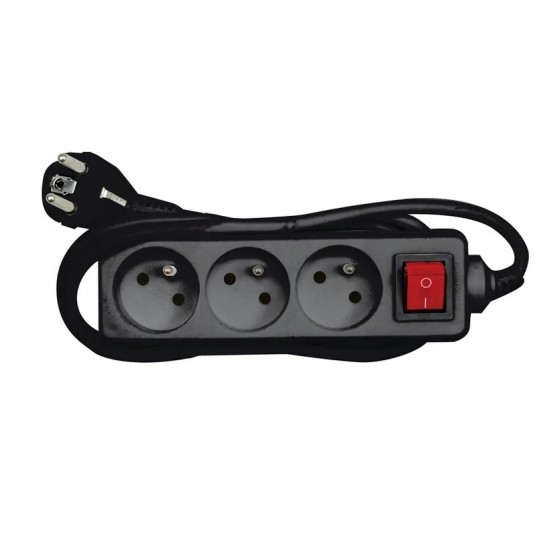 Przedłużacz 3 gniazda z uziemieniem 1,5m czarny -zdjęcie numer 1