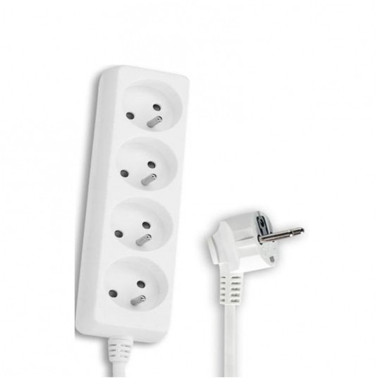 Przedłużacz 4 gniazda z uziemieniem 3m biały -zdjęcie numer 1