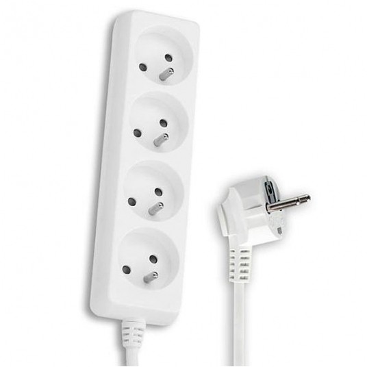Przedłużacz 4 gniazda z uziemieniem 5m biały -zdjęcie numer 1