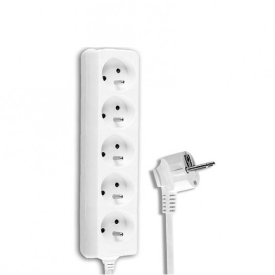 Przedłużacz 5 gniazd z uziemieniem 1,5m biały -zdjęcie numer 1