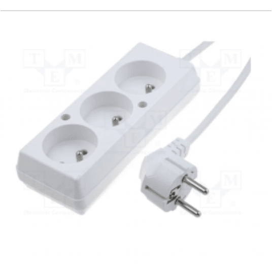 Przedłużacz elektryczny PS-370/1,5m bia 3x2P+Z 10A -zdjęcie numer 1