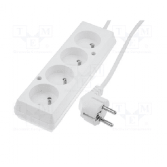 Przedłużacz elektryczny PS-470/3,0m bia 4x2P+Z 10A -zdjęcie numer 1