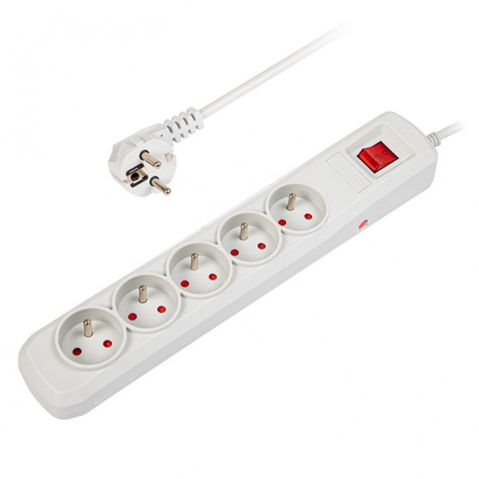 Przedłużacz przeciwprzepięci.FL830 5x2P+Z 3m szary -zdjęcie numer 1