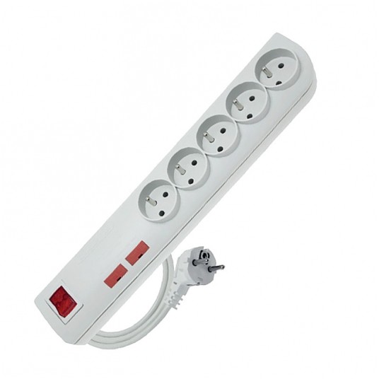 Przedłużacz przeciwprzepięci.PS 5x2P+Z 1.5m szara -zdjęcie numer 1