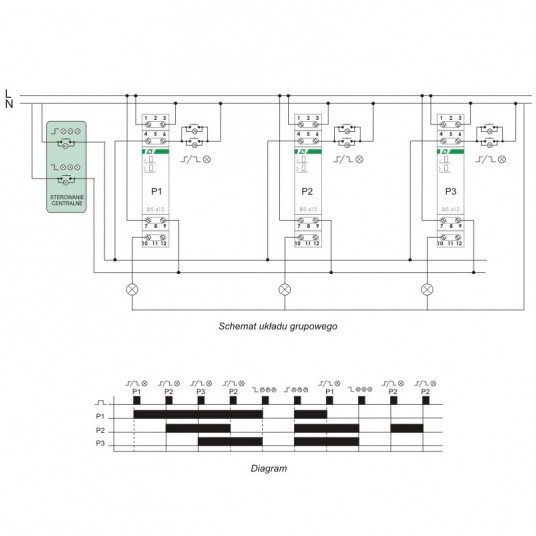 Przekaźnik bistabilny BIS-412M 230V grupowy pamięć -zdjęcie numer 3