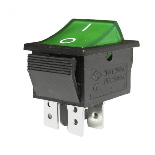 Przełącznik kołyskowy podśw. ON/OFF 230V zielony -zdjęcie numer 1