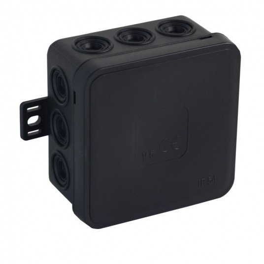 Puszka V5 75x75x41mm n/t IP54 12-wlot.klik czarna -zdjęcie numer 1