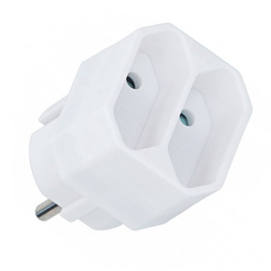 Rozgałęźnik elektryczny 2 gniazda b/u płaskie -zdjęcie numer 1