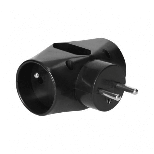 Rozgałęźnik elektryczny 2x2P+Z 1x2P/II czarny -zdjęcie numer 1