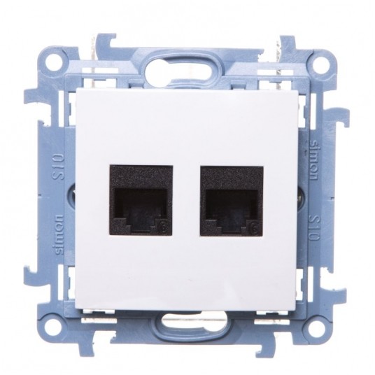 Simon 10 Gniazdo komp. podwójne RJ45 kat.6 białe -zdjęcie numer 1