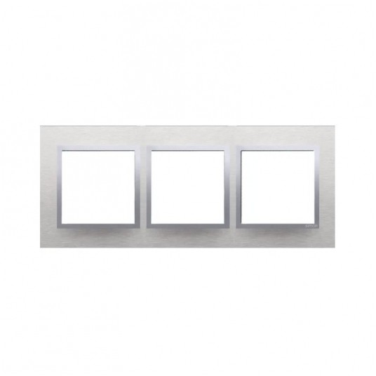 Simon 54 Nature Ramka potrójna metalowa satynowy -zdjęcie numer 1
