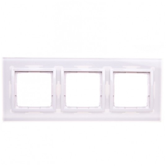Simon 54 Nature Ramka potrójna szkło BIAŁA PERŁA -zdjęcie numer 1