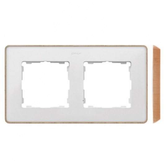 Simon 82 Detail Ramka 2-kr. biała podstawa drewno -zdjęcie numer 1