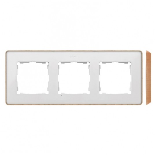 Simon 82 Detail Ramka 3-kr. biała podstawa drewno -zdjęcie numer 1