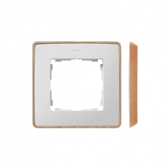 Simon 82 Detail Ramka poj. biała podstawa drewno -zdjęcie numer 1